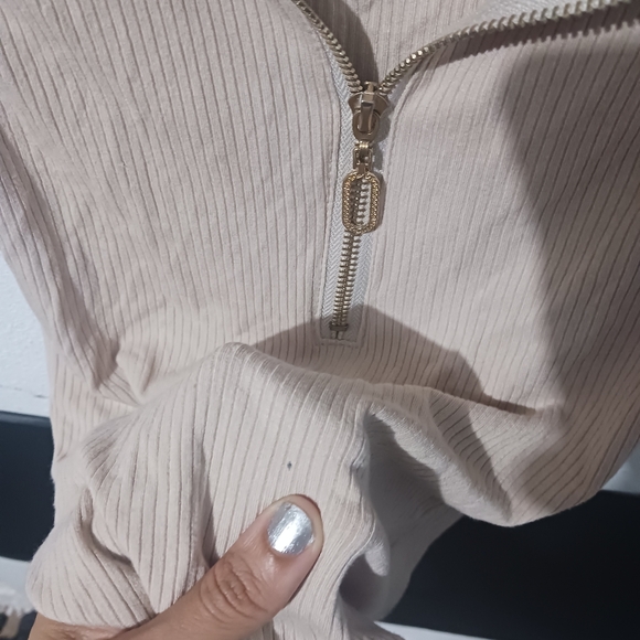 Women zip gold beige stretchable sleveless  top bodysuit - Picture 9 of 9